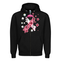 Black teeth and flower cancer ribbon Zipper Hoodie - AdoDesignShop