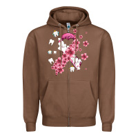 Chestnut teeth and flower cancer ribbon Zipper Hoodie - AdoDesignShop