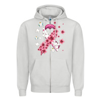Dove Grey teeth and flower cancer ribbon Zipper Hoodie - AdoDesignShop