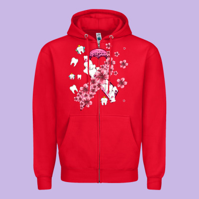 Teeth And Flower Cancer Ribbon Zipper Hoodie Designed By Adodesignshop