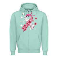 Seafoam teeth and flower cancer ribbon Zipper Hoodie - AdoDesignShop