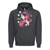 Smoke teeth and flower cancer ribbon Zipper Hoodie - AdoDesignShop