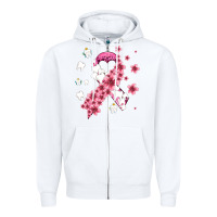 White teeth and flower cancer ribbon Zipper Hoodie - AdoDesignShop