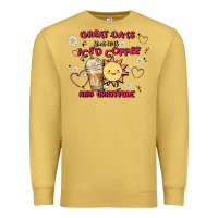 Antique Gold great days start with iced coffee and gratitude Premium Sweatshirt - MaliasSmallBusiness