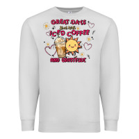Dove Grey great days start with iced coffee and gratitude Premium Sweatshirt - MaliasSmallBusiness