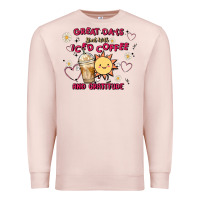 Pale Pink great days start with iced coffee and gratitude Premium Sweatshirt - MaliasSmallBusiness