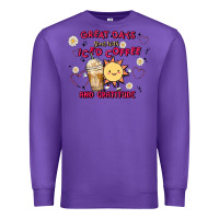 Purple great days start with iced coffee and gratitude Premium Sweatshirt - MaliasSmallBusiness