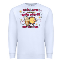 White great days start with iced coffee and gratitude Premium Sweatshirt - MaliasSmallBusiness