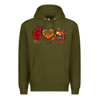 Army Green Peace Love Firefighter Premium Hoodie - BundleAndBundleShop