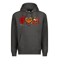 Charcoal Heather Peace Love Firefighter Premium Hoodie - BundleAndBundleShop
