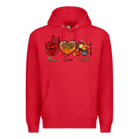 Red Peace Love Firefighter Premium Hoodie - BundleAndBundleShop