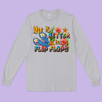 Life Is Better In Flip Flops Summer Long Sleeve Tee Designed By Jahusdesignshop
