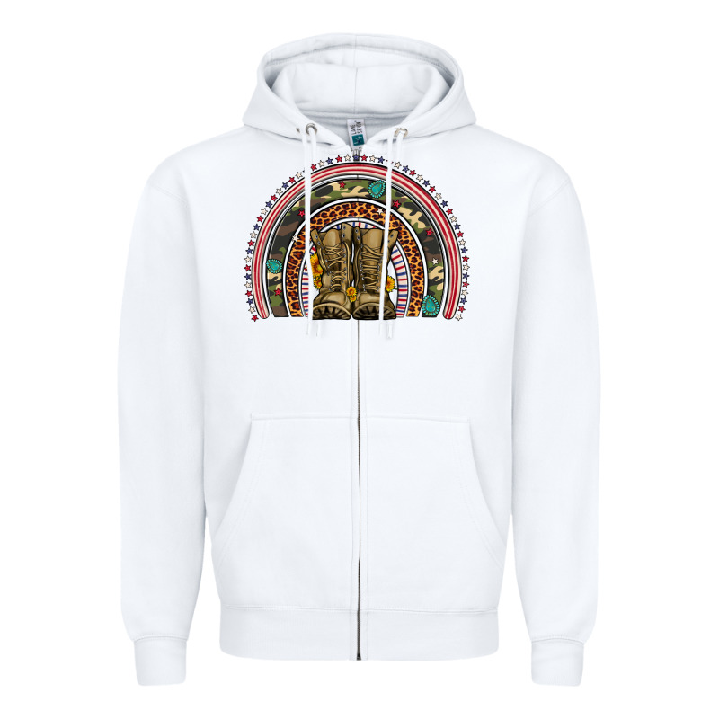 Soldier Boots Camouflage Leopard Gemstone Rainbow Zipper Hoodie by Artiststas | Teevron