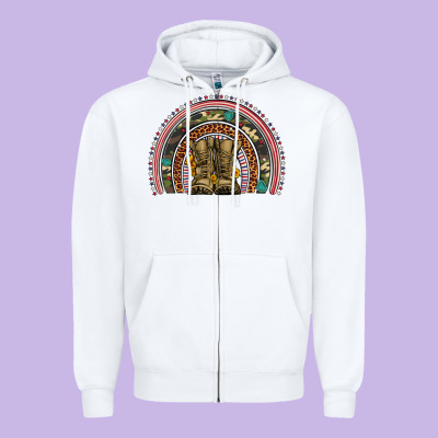 Soldier Boots Camouflage Leopard Gemstone Rainbow Zipper Hoodie Designed By Artiststas