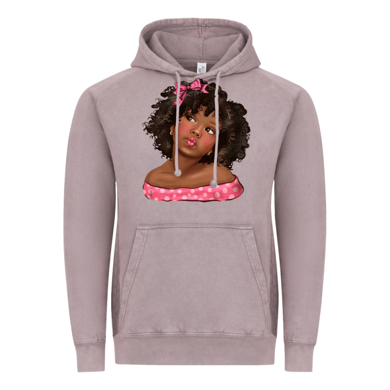 Afro Black Girlchild Kiss With Bow Vintage Hoodie by texasbilliewilder | Teevron
