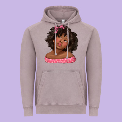 Vintage Hoodie afro black girlchild kiss with bow