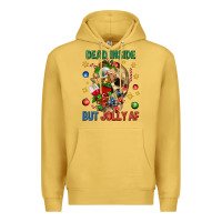 Antique Gold Dead Inside But Jolly Af Premium Hoodie - BundleAndBundleShop