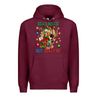 Burgundy Dead Inside But Jolly Af Premium Hoodie - BundleAndBundleShop