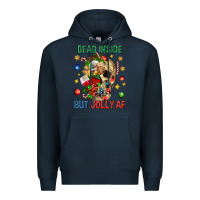 Navy Dead Inside But Jolly Af Premium Hoodie - BundleAndBundleShop