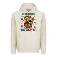 Oatmeal Heather Dead Inside But Jolly Af Premium Hoodie - BundleAndBundleShop
