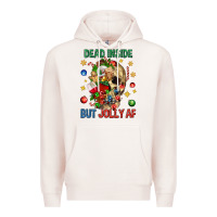 Pale Pink Dead Inside But Jolly Af Premium Hoodie - BundleAndBundleShop