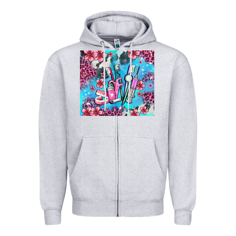 Dentist Element With Flowers Zipper Hoodie by AdoDesignShop | Teevron