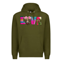Army Green love with braunvieh cow Premium Hoodie - AdoDesignShop