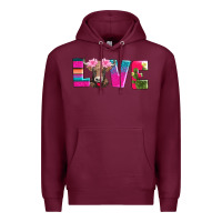 Burgundy love with braunvieh cow Premium Hoodie - AdoDesignShop