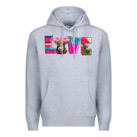 Heather Grey love with braunvieh cow Premium Hoodie - AdoDesignShop