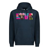 Navy love with braunvieh cow Premium Hoodie - AdoDesignShop