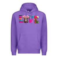 Purple love with braunvieh cow Premium Hoodie - AdoDesignShop