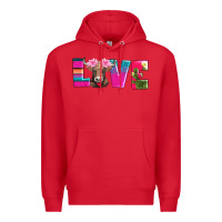 Red love with braunvieh cow Premium Hoodie - AdoDesignShop