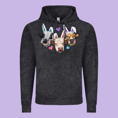 Vintage Hoodie Easter Cows With Bunny Ears