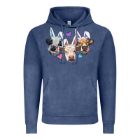 Vintage Denim Easter Cows With Bunny Ears Vintage Hoodie - RanaPortraitStore