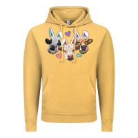 Vintage Mustard Easter Cows With Bunny Ears Vintage Hoodie - RanaPortraitStore
