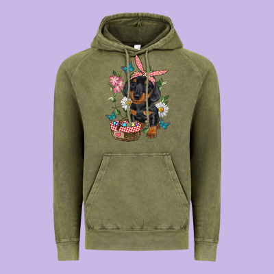 Vintage Hoodie Easter Dachshund