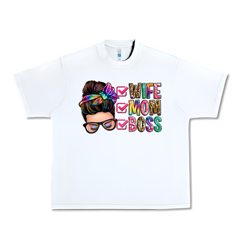 Wife Mom Boss Messy Bun Urban Heavy Tee by Zillion Design Studio | Teevron