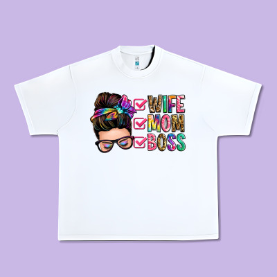 Wife Mom Boss Messy Bun Urban Heavy Tee Designed By Zillion Design Studio