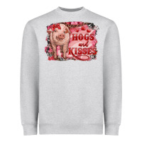 Heather Grey valentine's day pig hogs and kisses Heavyweight Sweatshirt - RanaPortraitStore