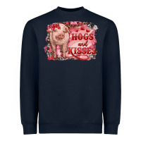 Valentine's Day Pig Hogs And Kisses Heavyweight Sweatshirt | Teevron