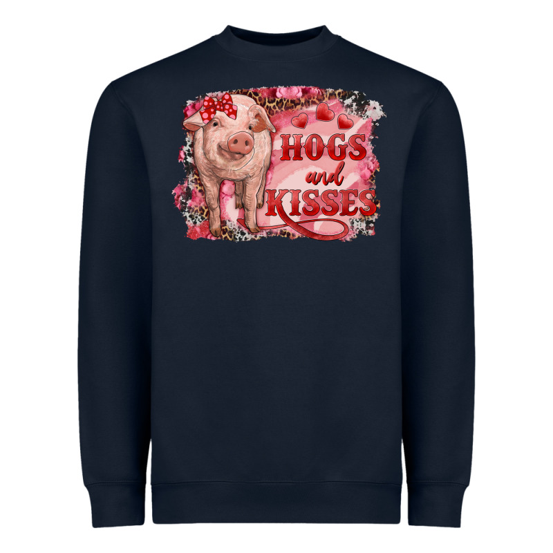 Valentine's Day Pig Hogs And Kisses Heavyweight Sweatshirt by RanaPortraitStore | Teevron