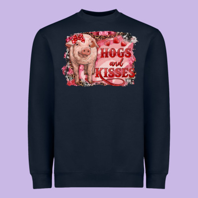 Valentine's Day Pig Hogs And Kisses Heavyweight Sweatshirt Designed By Ranaportraitstore