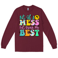 Burgundy bit of a mess but doing my best Long Sleeve Tee - JahusDesignShop