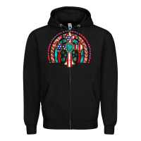 Black gemstone cross american flag turquoise rainbow Zipper Hoodie - Artiststas