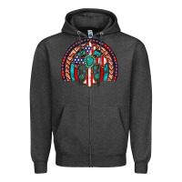 Charcoal Heather gemstone cross american flag turquoise rainbow Zipper Hoodie - Artiststas