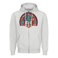 Dove Grey gemstone cross american flag turquoise rainbow Zipper Hoodie - Artiststas