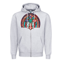 Heather Grey gemstone cross american flag turquoise rainbow Zipper Hoodie - Artiststas