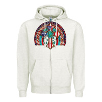 Oatmeal Heather gemstone cross american flag turquoise rainbow Zipper Hoodie - Artiststas