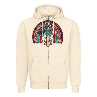 Gemstone Cross American Flag Turquoise Rainbow Zipper Hoodie | Teevron