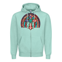 Seafoam gemstone cross american flag turquoise rainbow Zipper Hoodie - Artiststas